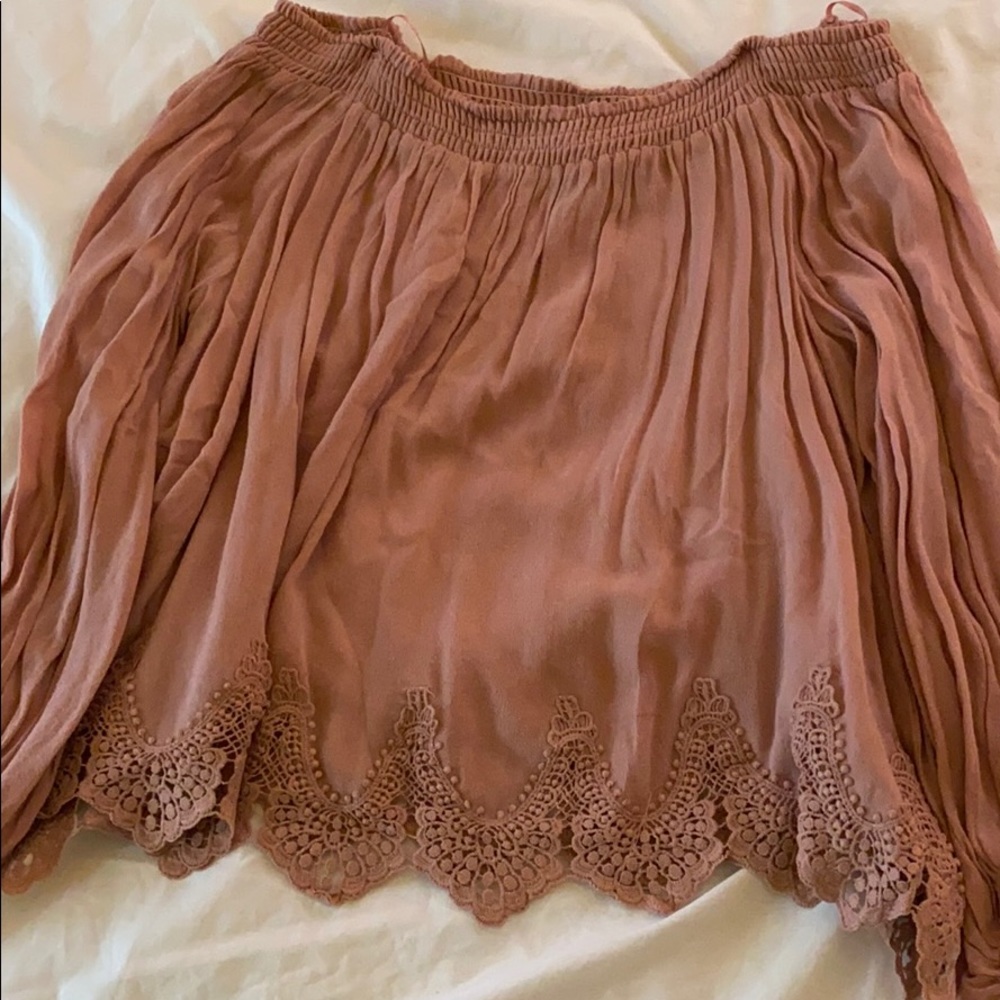 Lush off the shoulder top with lace embroidery